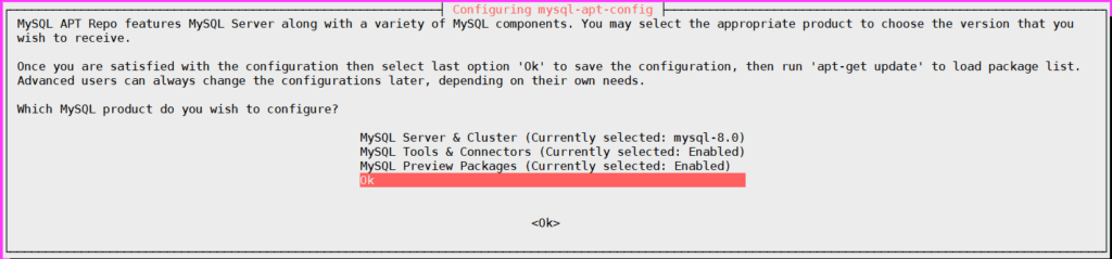 select mysql 8 version