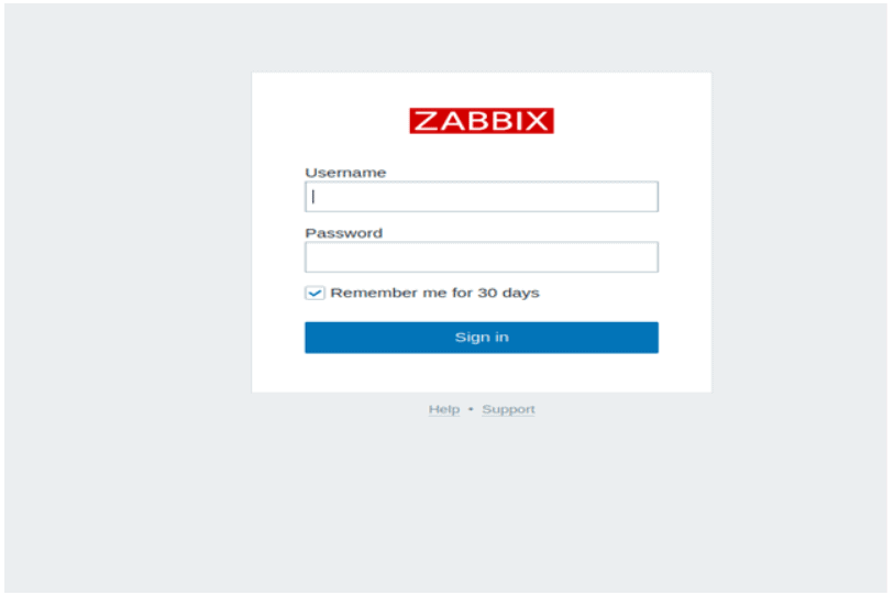 zabbix login page