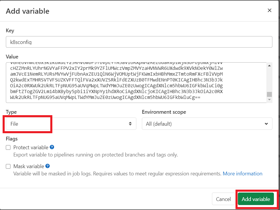 add environment variable in gitlab