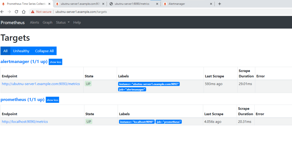 Secure Monitoring environment setup using Prometheus AlertManager and Grafana 6