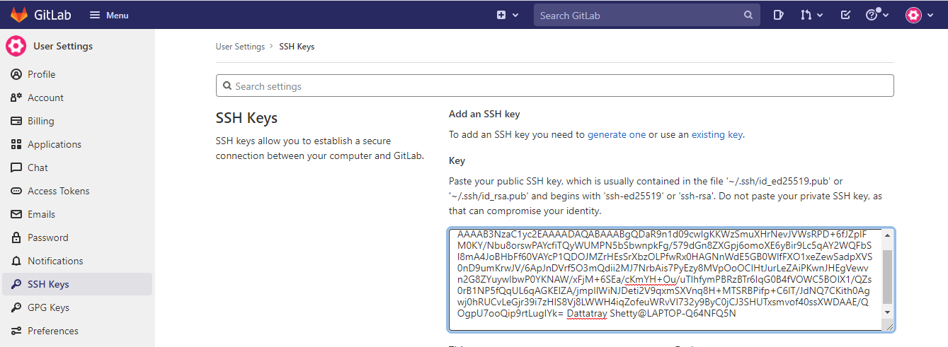 how to add ssh key to gitlab runner