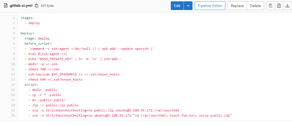 GitLab CI Deploy to EC2 using SSH 4