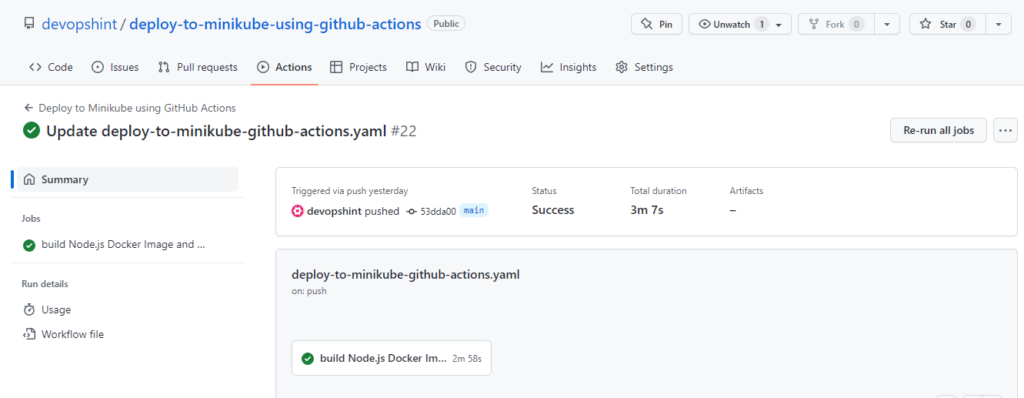 How to Deploy to Minikube using GitHub Actions 1