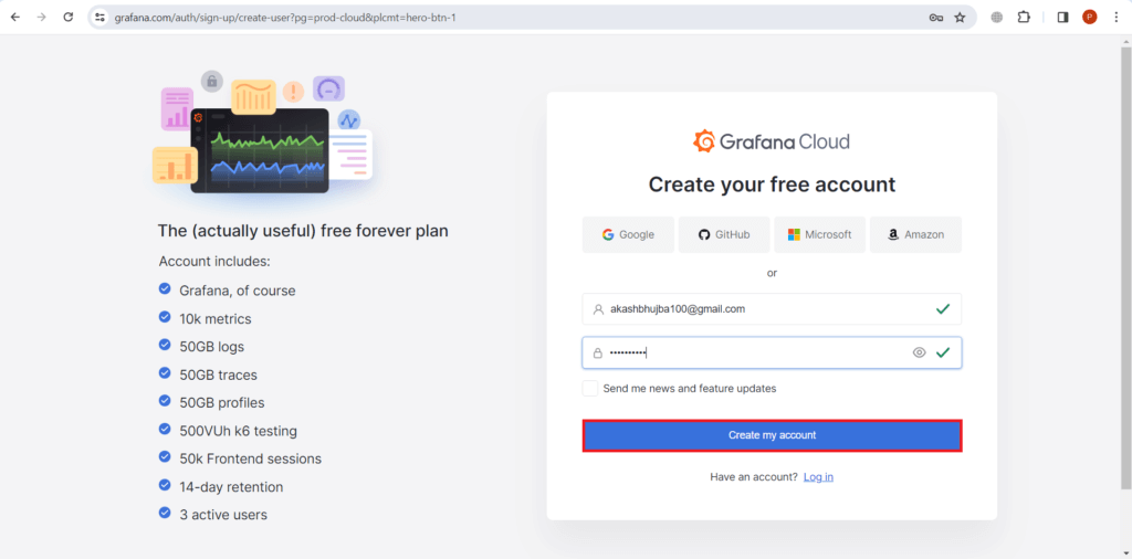 How to Create Account in Grafana Cloud 4