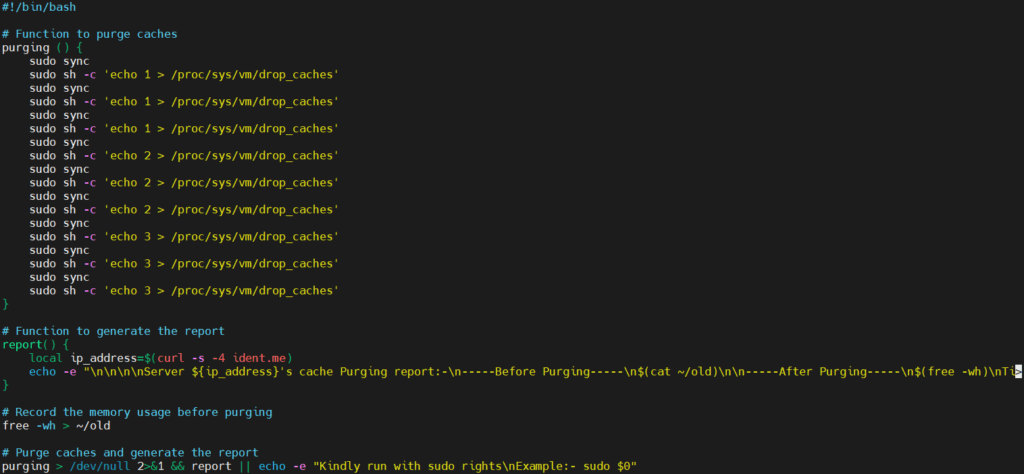 Shell Script to Purge System Caches in Linux 2