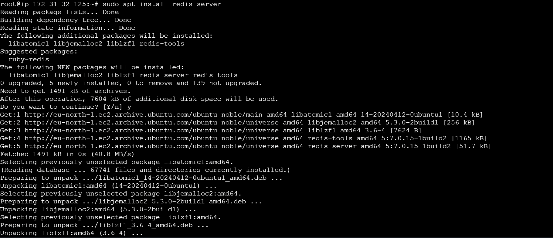 How to install redis on ubuntu 24 04 lts