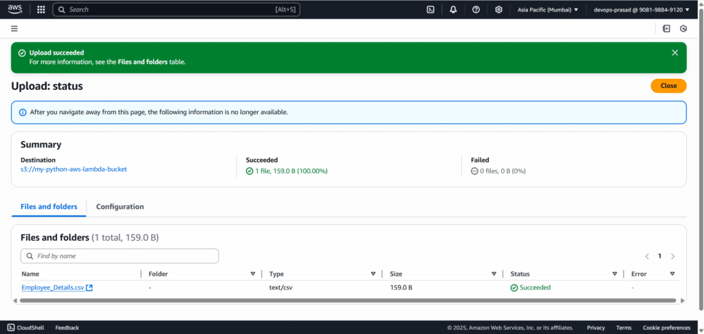 Automate S3 File Processing with Python and Lambda 7