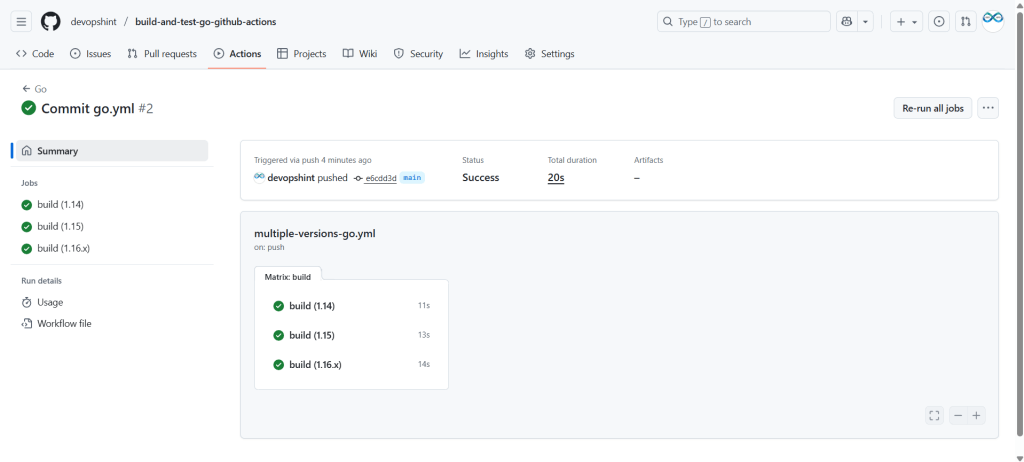 Building and Testing Go Project on GitHub Actions 7