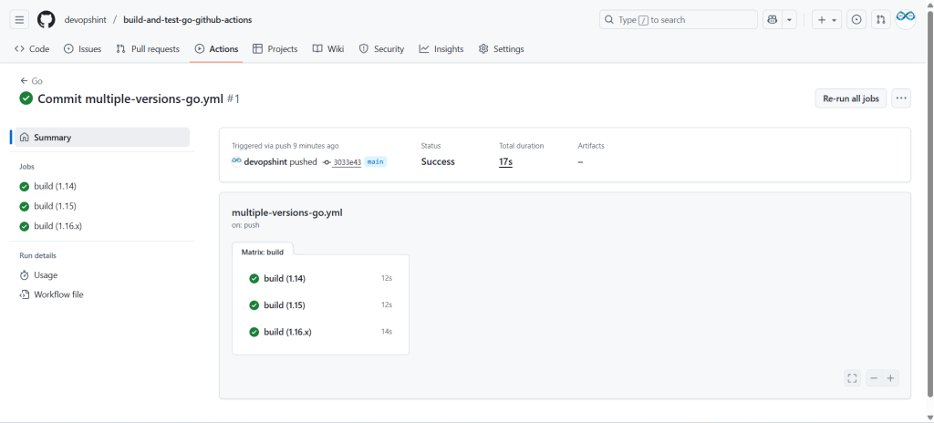 Building and Testing Go Project on GitHub Actions 11